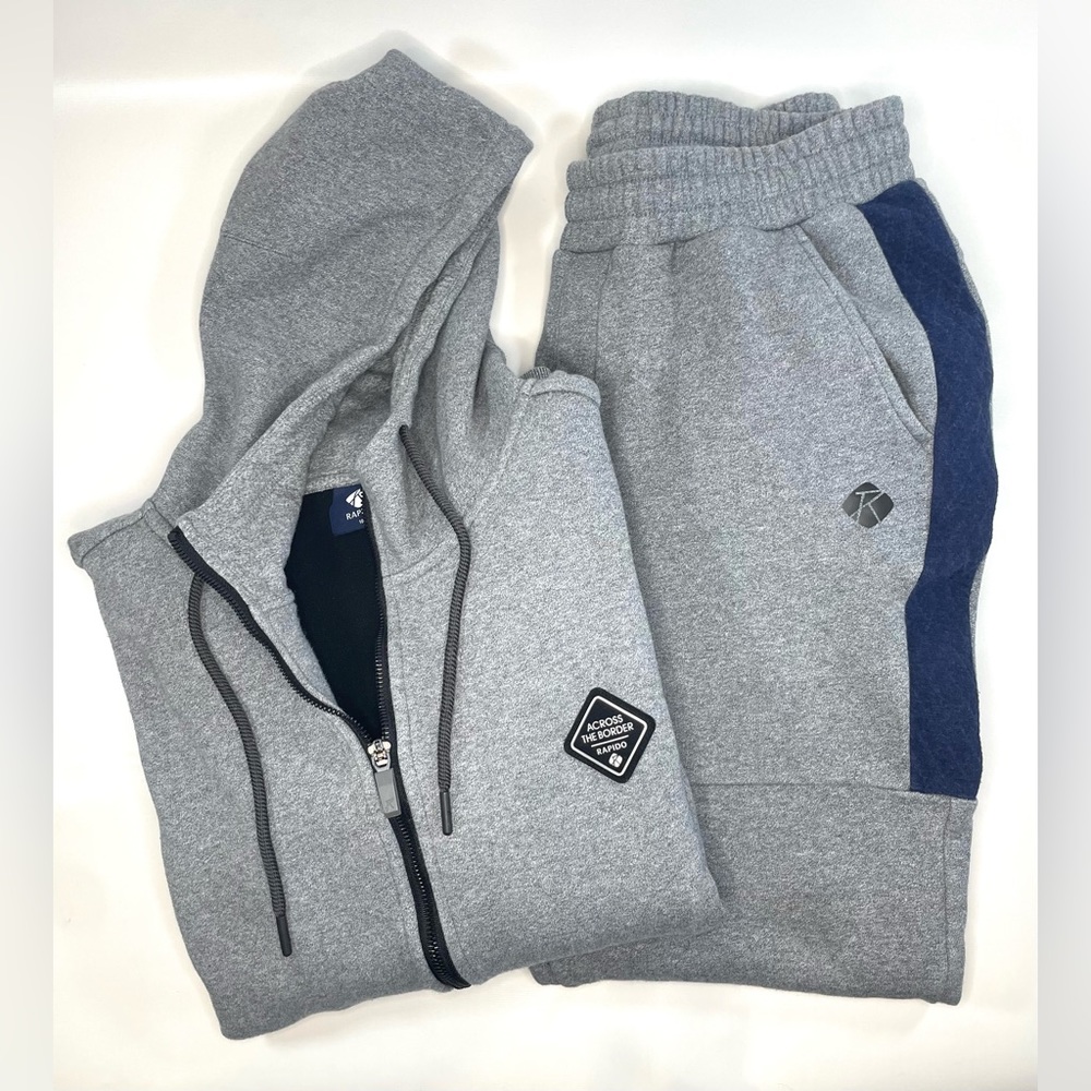 Rapido full zip hoodie. Gray and navy. Fleece lined!